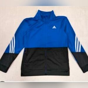 Adidas Kids Boys Active Jacket Zipper Front Black and blue Multiple Sizes (L,XL)